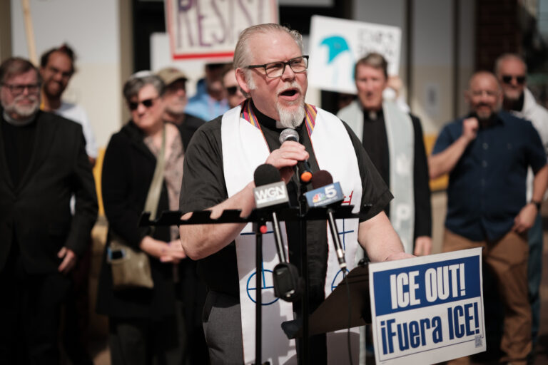 Clergy and Immigrant Rights Advocates Protest Owner’s Plans for Former Prison at Sherman Plaza