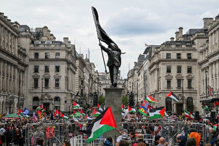 Large-scale Protests in London Advocate for Immigration and Palestinian Rights