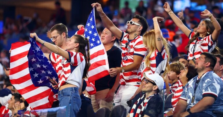 Team USA, England, and Belgium Celebrate Together in the Stands